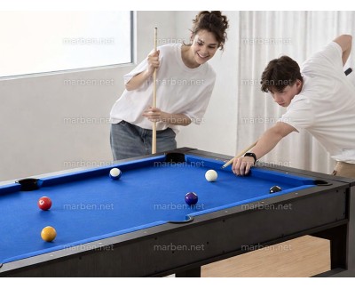 Mesa 3 en 1 SW Giratoria Air-Hockey, Billar, Ping-Pong,  (Negra, paño azul)